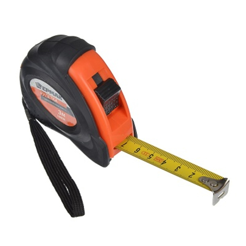 Рулетка 3м*16мм ЕРМАК с обрезиненным корпусом 0,13кг
