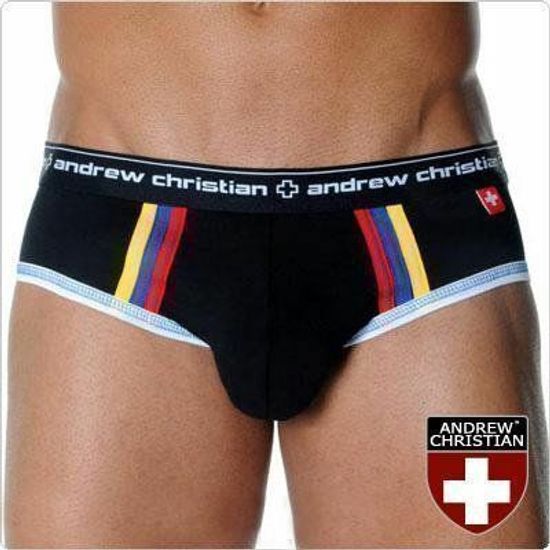 Мужские трусы брифы черные Andrew Christaian Black Colour Line