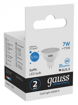 Лампа светодиодная Gauss 135 GU5.3 7Вт 6500K 13537