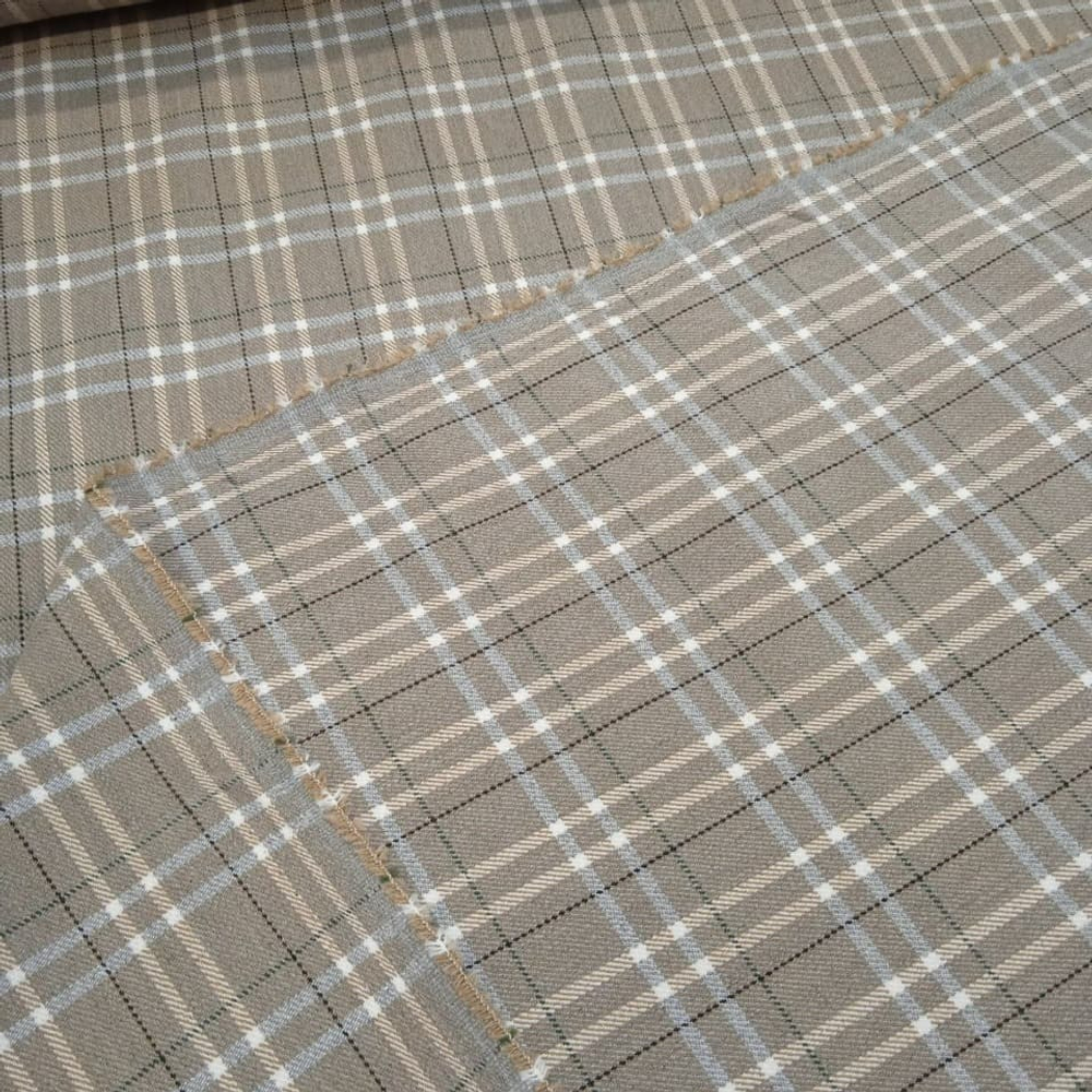 Ткань Костюмная 3365 бежевая-голубая