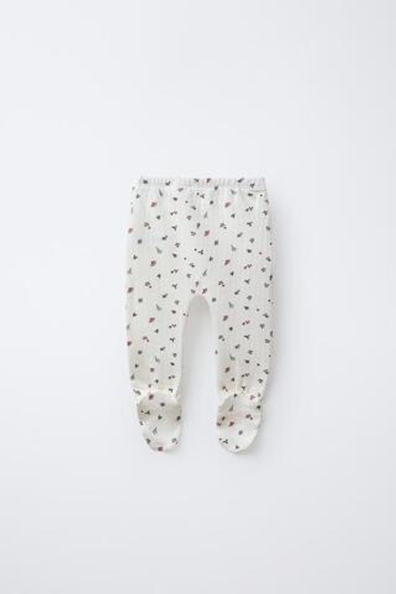 ZARA ЛЕГИНСЫ С ПРИНТОМ «ДЕРЕВЬЯ», ЭКРЮ