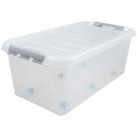 Контейнер универсальный с крышкой для хранения на колесах «ПРОФИ КОМФОРТ», прозрачный, 72*39*29,5см. 55л