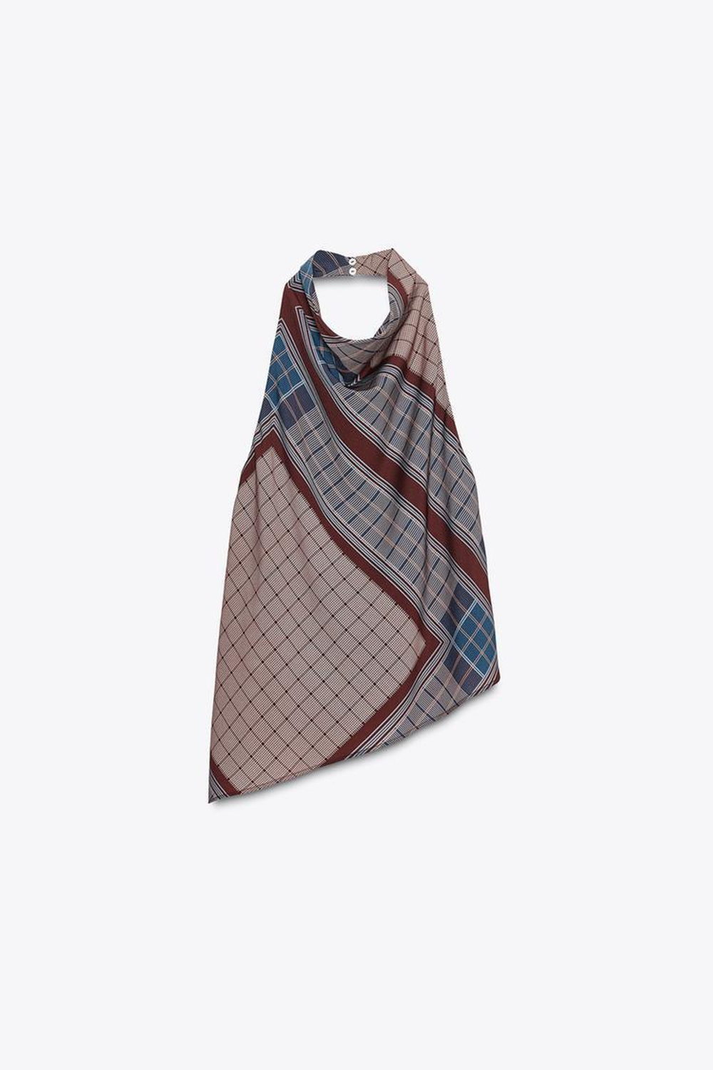 ZARA ТОП ХАЛТЕР С АСИММЕТРИЧНЫМ ПРИНТОМ, РАЗНОЦВЕТНЫЙ