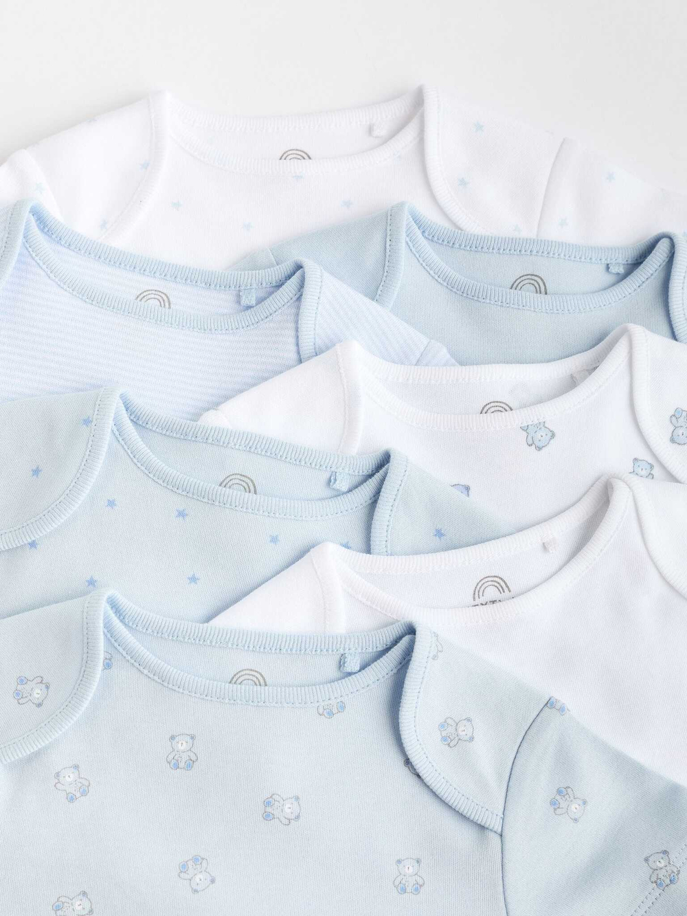 Боди с коротким рукавом для малышей Next K79-655, 7 шт., Белый, Голубой