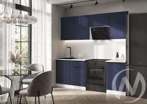 Кухня Николь 2;1м (белый/холст сапфировый/антарес)