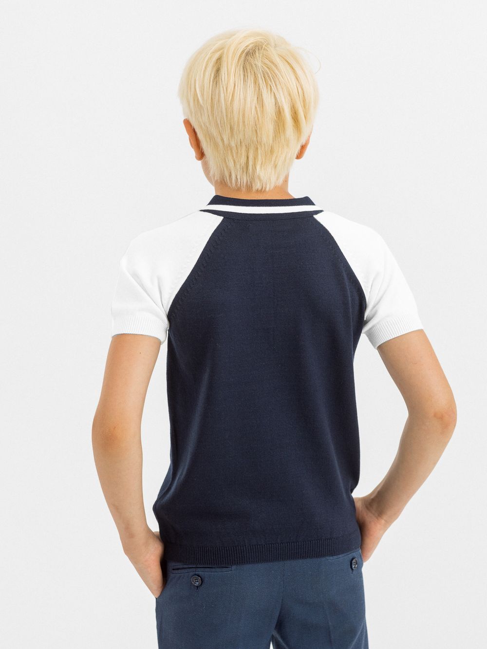 Поло для мальчика AT497 сине-белый