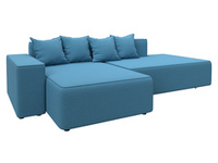 Диван угловой Лига-079 угол левый РОГОЖКА Амур 10 голубой