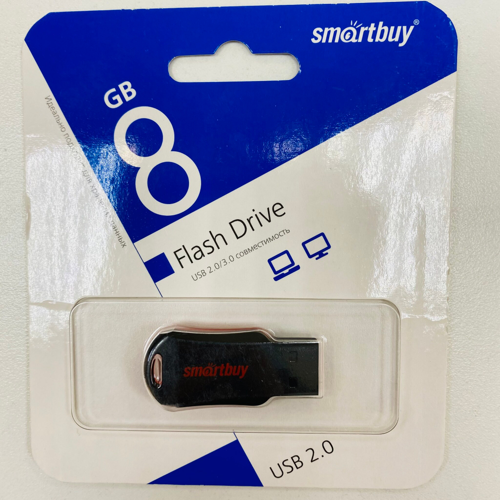 USB Флешка 8GB SmartBuy Unit, USB 2.0, черная с красной вставкой