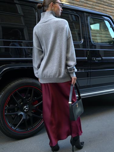 Бордовая шелковая юбка-макси Easy