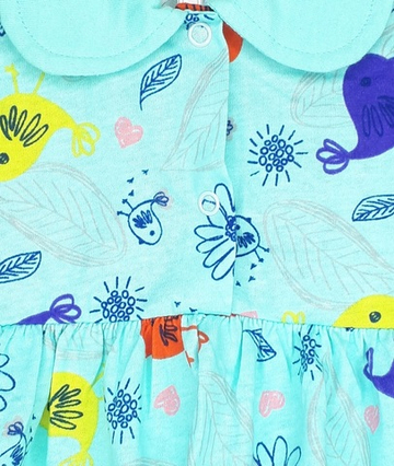 Боди платье Птички (бирюзовый)