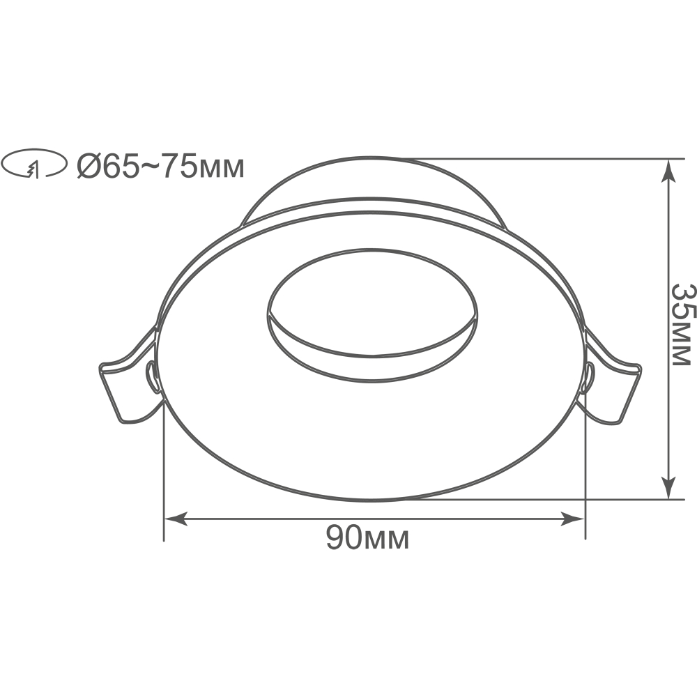Светильник встраиваемый, GU10, D90xH35мм, IP20, черный, без лампы