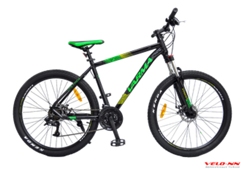 Велосипед 27,5&quot; VARMA LITS 770DA  21ск (чёрный-зелёный)(Сделано в России)