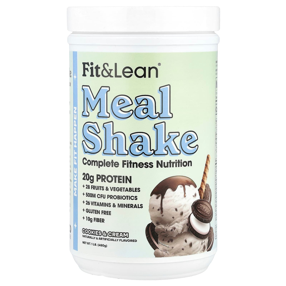 Fit & Lean, Meal Shake, комплексное питание для фитнеса, печенье и сливки, 450 г (1 фунт)