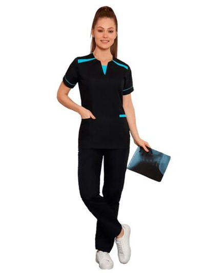Туника медицинская женская Doctor Big 455 с голубыми вставками, черный, 56