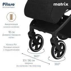 Pituso Коляска прогулочная MATRIX XXL Black