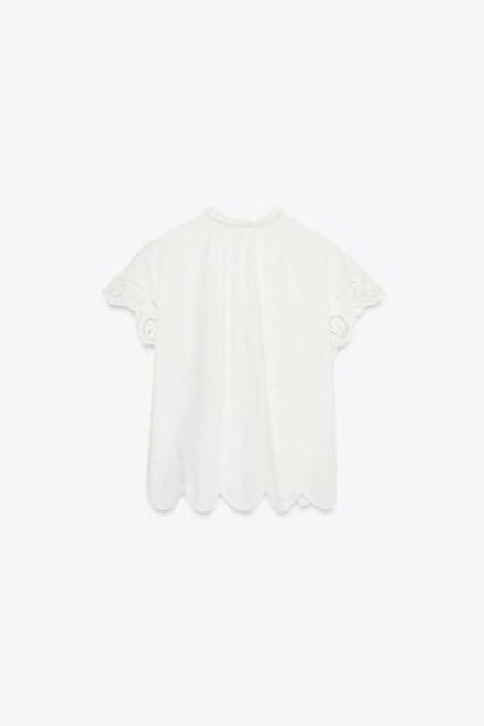 ZARA ТОП С ВЫШИВКОЙ — ZW COLLECTION, ЖЕЛТОВАТО-БЕЛЫЙ