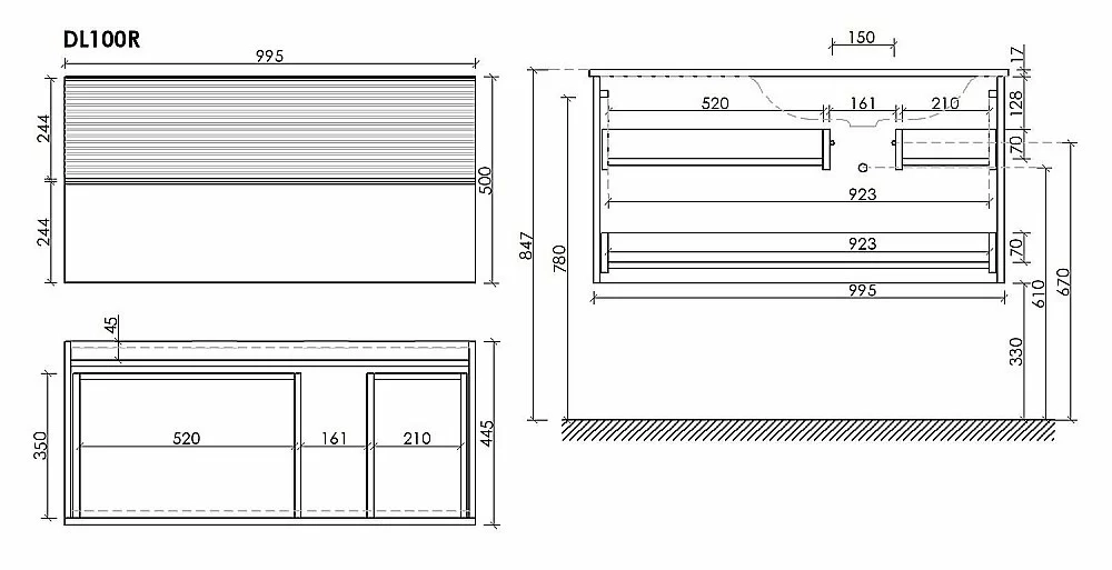 Тумба с раковиной Sancos DELTA DL100RGR + CN7015 100 дуб красный/графит