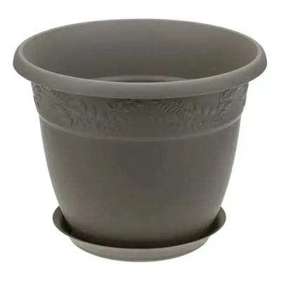 Кашпо РЯБИНА D310мм, 10л с поддоном французcкий серый