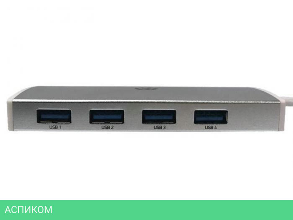 USB-хаб Digma HUB-4U3.0-UC серебристый