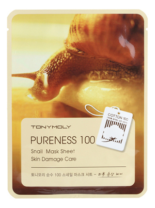 TONYMOLY  Очищающая тканевая маска для лица с муцином улитки - PURENESS 100 Snail Mask Sheet,21мл