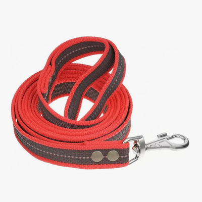Поводок lowcost нейлон св/отр 25" 3м карабин имп. rich breed ал-39 красный