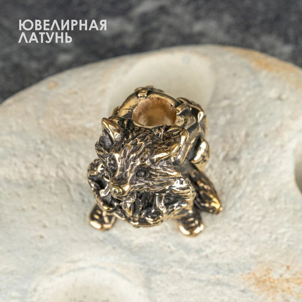 Бусина «Енот-турист» темлячная из латуни