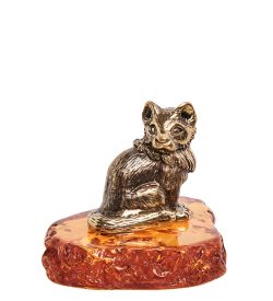 Народные промыслы AM-1162 Фигурка «Песец» (латунь, янтарь)