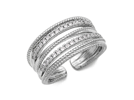 Кольцо "Дорожка широкая" со стразами (уценка)