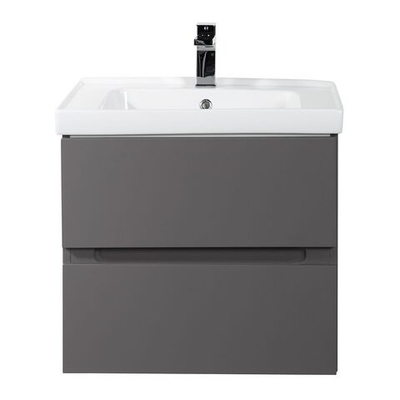 TECHNO База под раковину подвесная с двумя выкатными ящиками, Смоки софт AM-Techno-600-2C-SO-ZB815