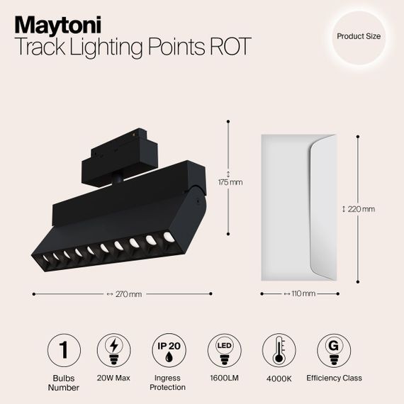Трековый светодиодный светильник для магнитного шинопровода Maytoni Track Lamps TR015-2-20W4K-B