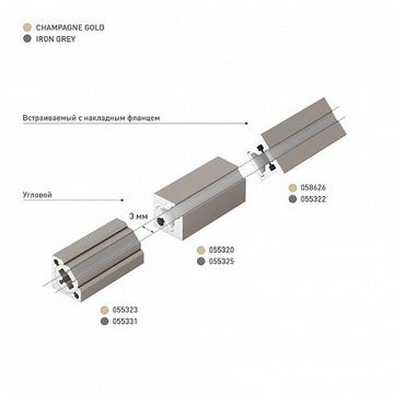 Прямоугольный профиль для контурной подсветки с экраном 055322 серый SL-MINI-3-H10-F12-2000 IRON GREY Arlight