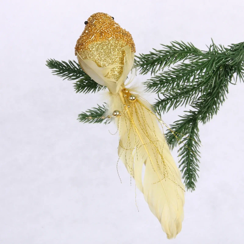 Украшение новогоднее «Изящная птица» 6*8 см, Золото