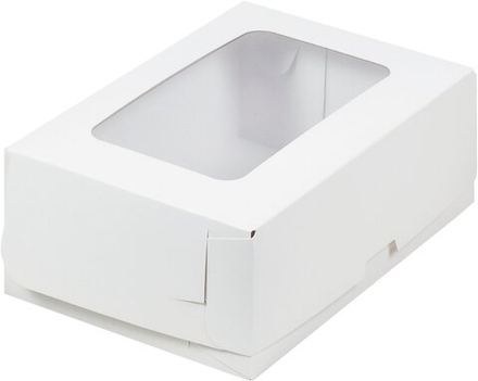 Коробка для пирожных с окном 19х13х3,5см, белая