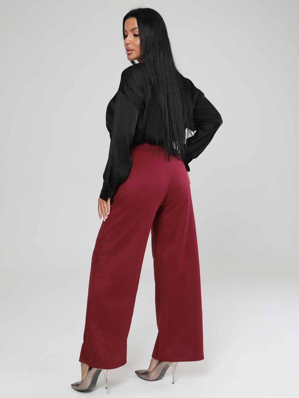 Брюки "Палаццо" замша бордо