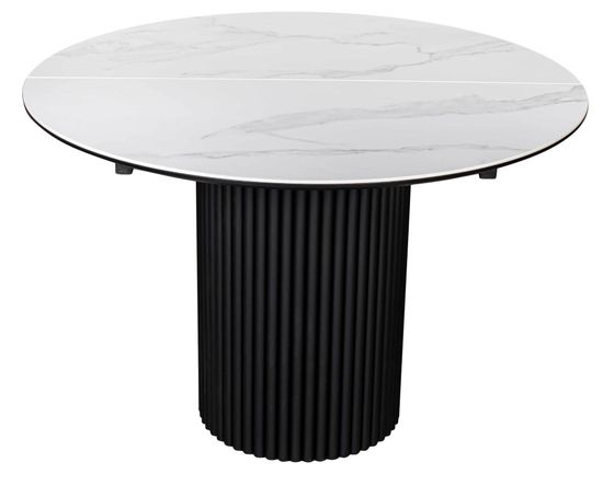 Стол DUBAI 110 (+32) белая керамика матовая / черная опора