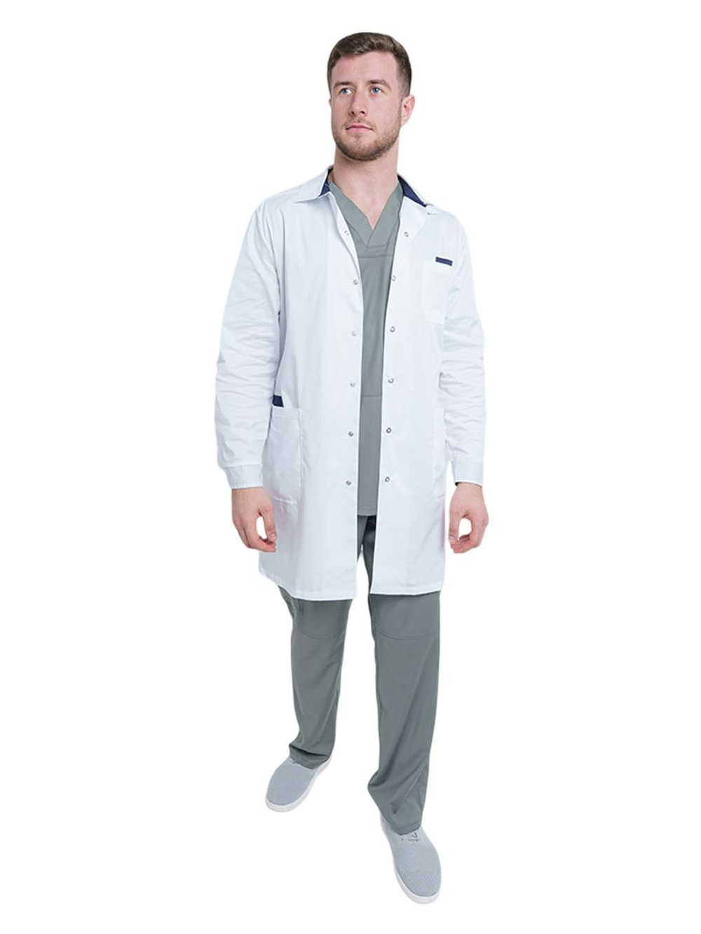 Халат медицинский мужской СтильБ 236СД, белый, 56