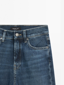 Massimo Dutti Расклешенные джинсы скинни с высокой посадкой, средне-синий