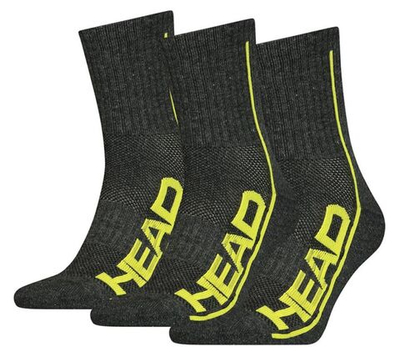 Носки теннисные Head Performance Short Crew 3P - dark grey/lime