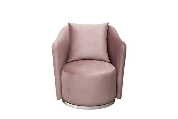 Кресло Verona вращающееся велюровое розовое/хром
