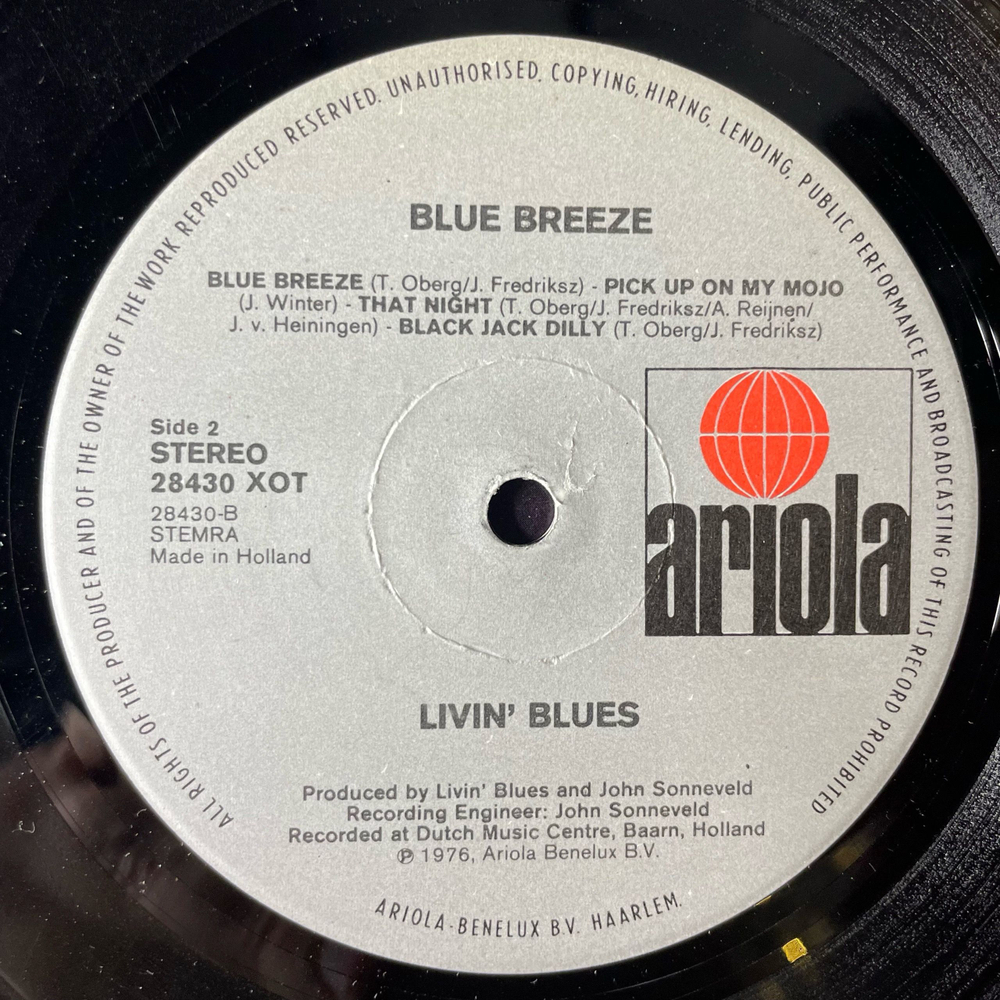 Винтажная виниловая пластинка LP Livin Blues Blue Breeze (Нидерланды 1976)