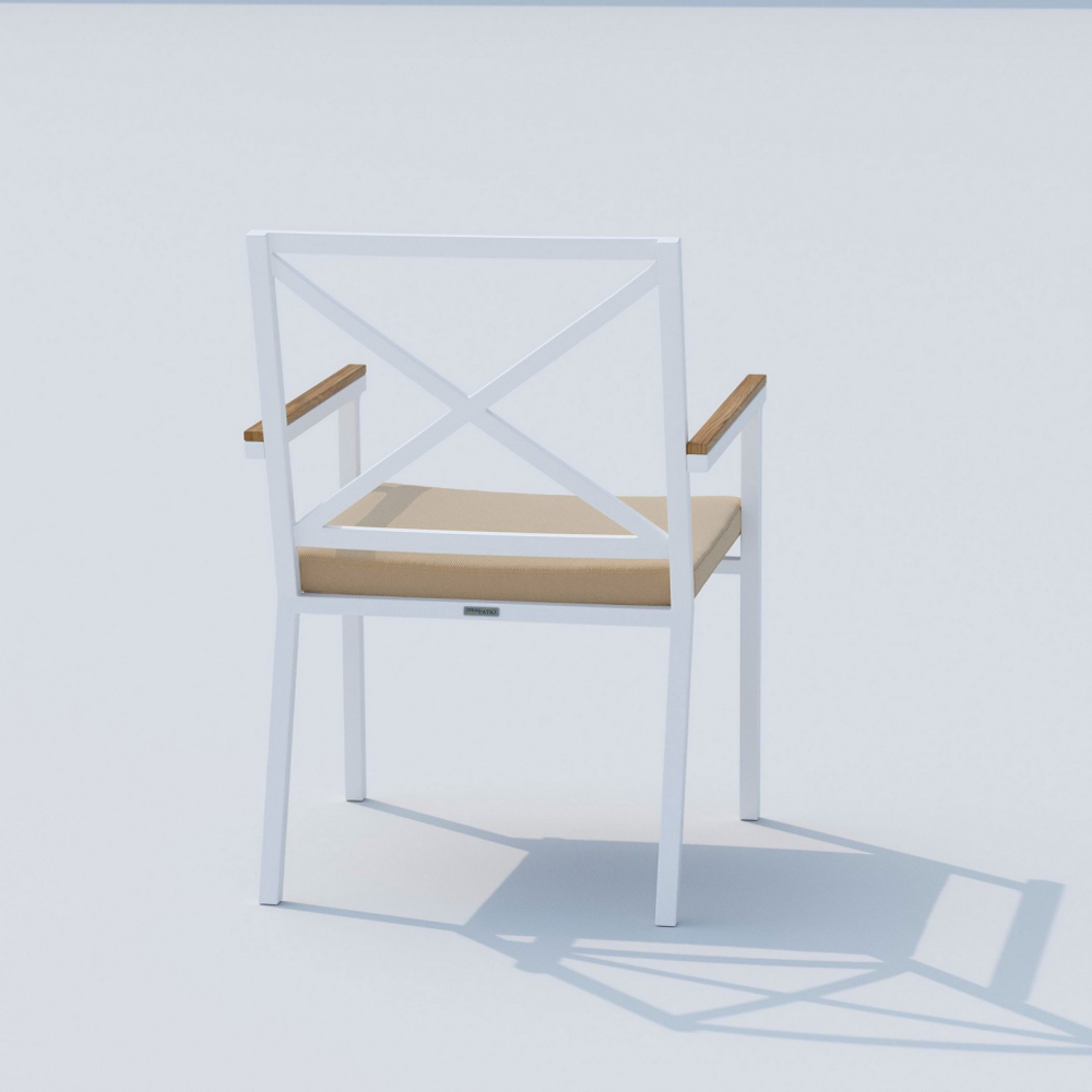 Обеденная группа Ideal Patio ТЕЛЛА  ФЕСТА  каркас белый, стол тик 180, ткань бежевая