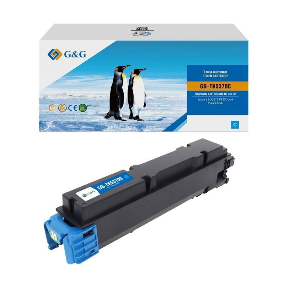 Тонер-картридж G&amp;G, аналог Kyocera TK-5370C для ECOSYS PA3500cx/MA3500cix голубой (5K)