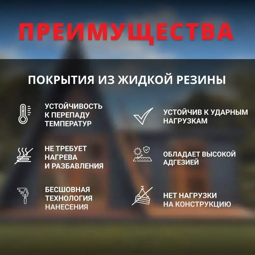 Жидкая резина универсальная ProwatRoof. Профессиональное полимерно - битумное эластичное бесшовное покрытие для кровли, для наружных работ, подходит для бетона, металла, дерева.