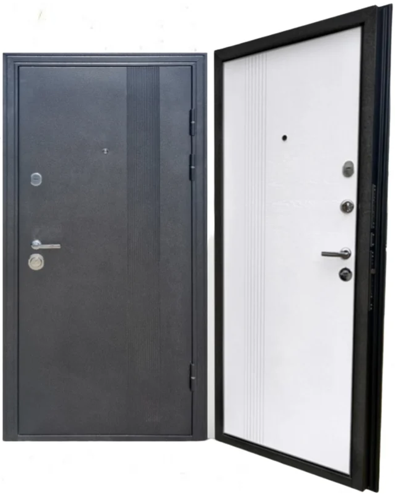 Дверь входная мет. ДМ Фортис Блек LS-78 черный шелк/МДФ Ясень белый 205х86 правая Дверь входная мет. ДМ Фортис Блек LS-78 черный шелк/МДФ Ясень белый 205х86 правая