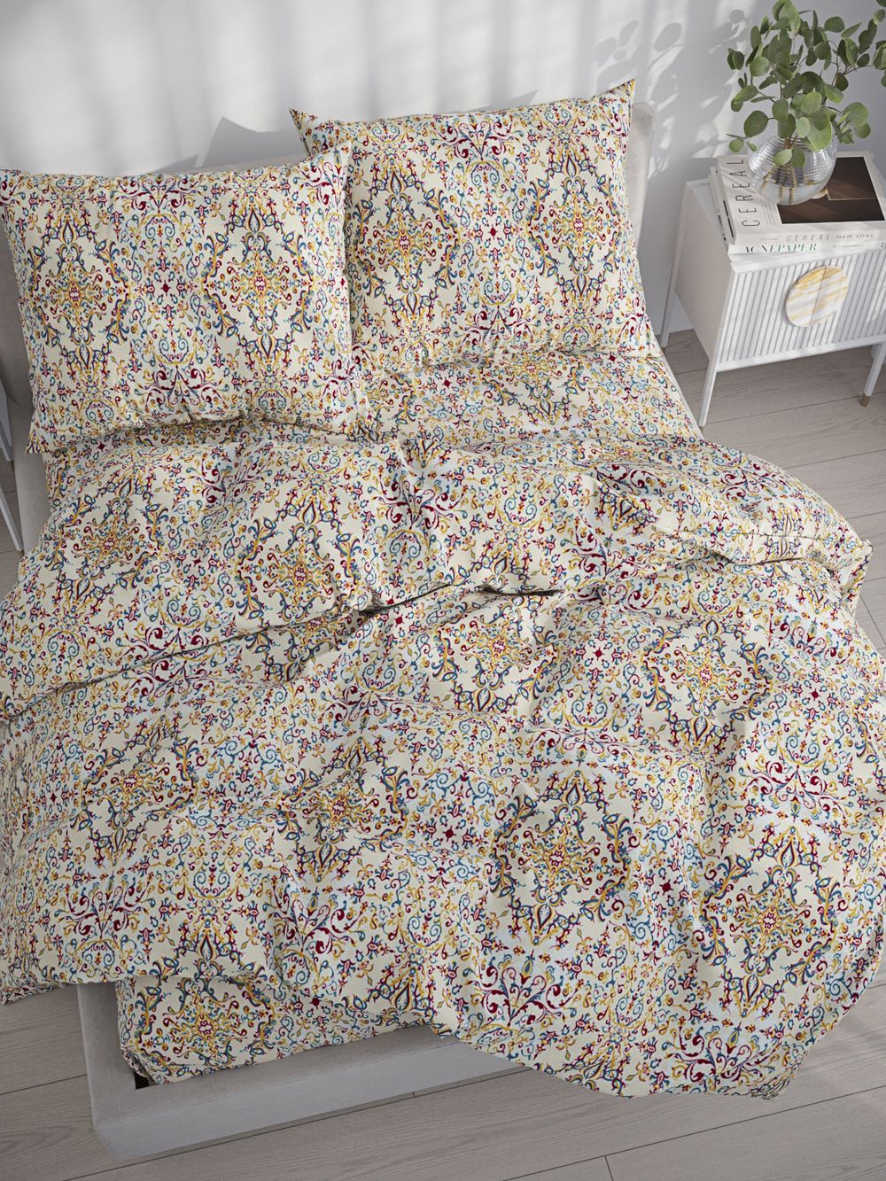 Простынь на резинке перкаль Сказка "Узорная графика" 120x200 см