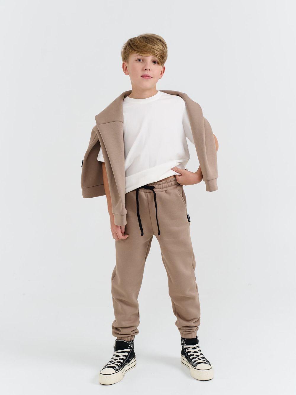 Джоггеры "Кокос" с карманами утепленные 7+