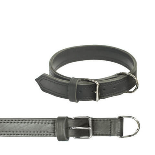 ОШЕЙНИК КОЖАНЫЙ ДВУХСЛОЙНЫЙ №40 (КОЛЬЦО ПЕРЕД ПРЯЖКОЙ) Артикул: О-419