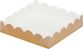 Коробочка для печенья матовое золото, 15 х 15 х 3 см