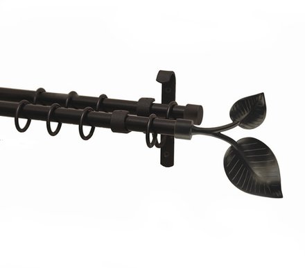 Карниз кованый "Готика Вяз" двухрядный d20/20 мм с кольцами Ост, цвет черный