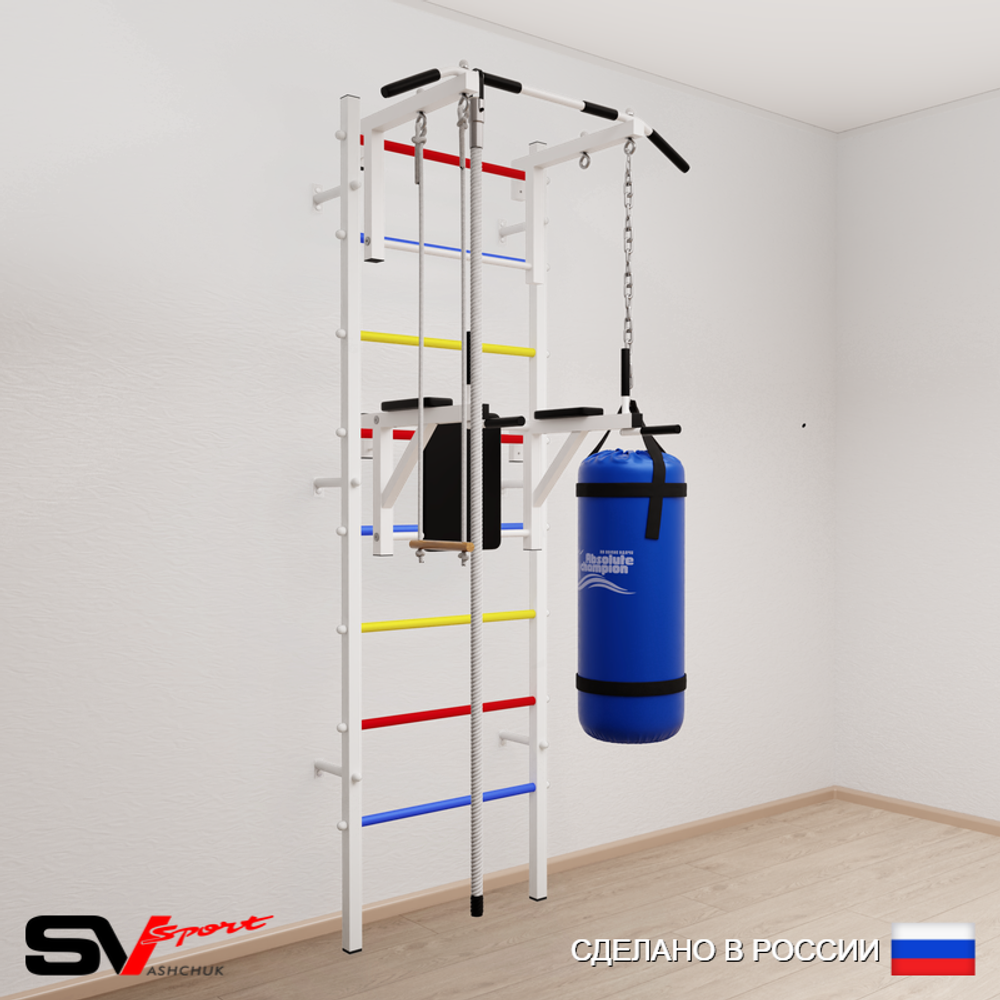 Шведская стенка Sv Sport 5763 (Турник стандарт/Брусья/Канат/Трапеция/Цепь/Мешок 30кг)